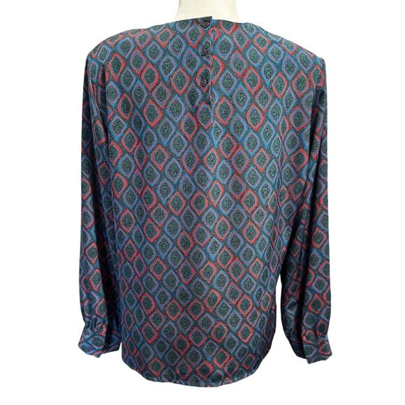 Pendleton Sophisticates Vintage Lady Blouse Size 14 Geometric Print - Picture 2 of 5